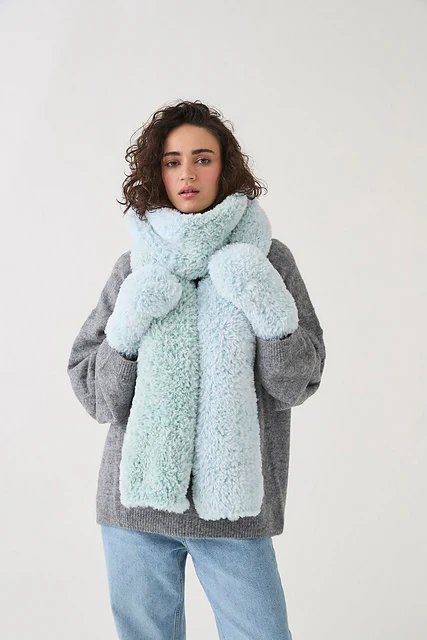 10816 Furry Scarf and Mittens by Sirdar - Image 2