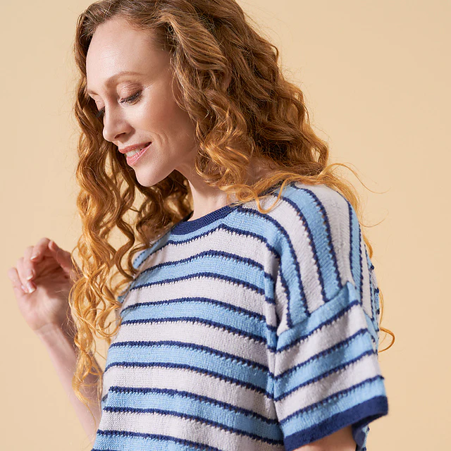 Clara Eyelet Striped Top by Chloe Elizabeth Birch - Image 2