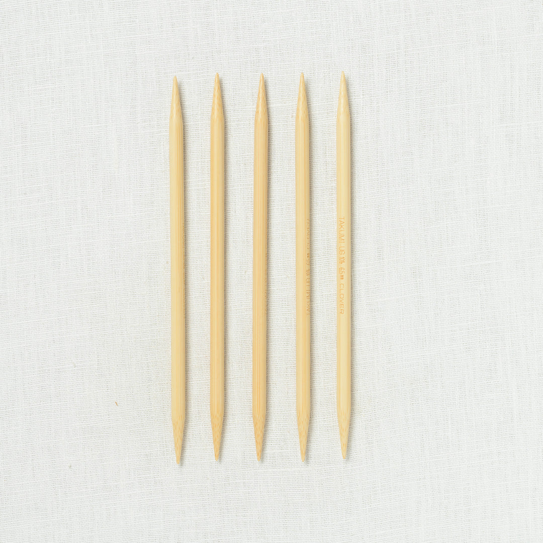 Clover Takumi Bamboo Double Point Needles 7"