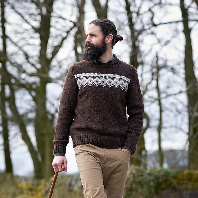 Denton Men's Fair Isle Band Jumper by Sarah Hatton - Image 2
