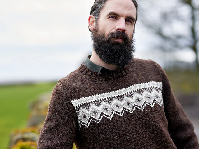 Denton Men's Fair Isle Band Jumper by Sarah Hatton - Image 4