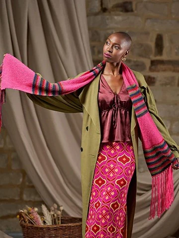 Hilary Two Colour Striped Scarf by Zandra Rhodes