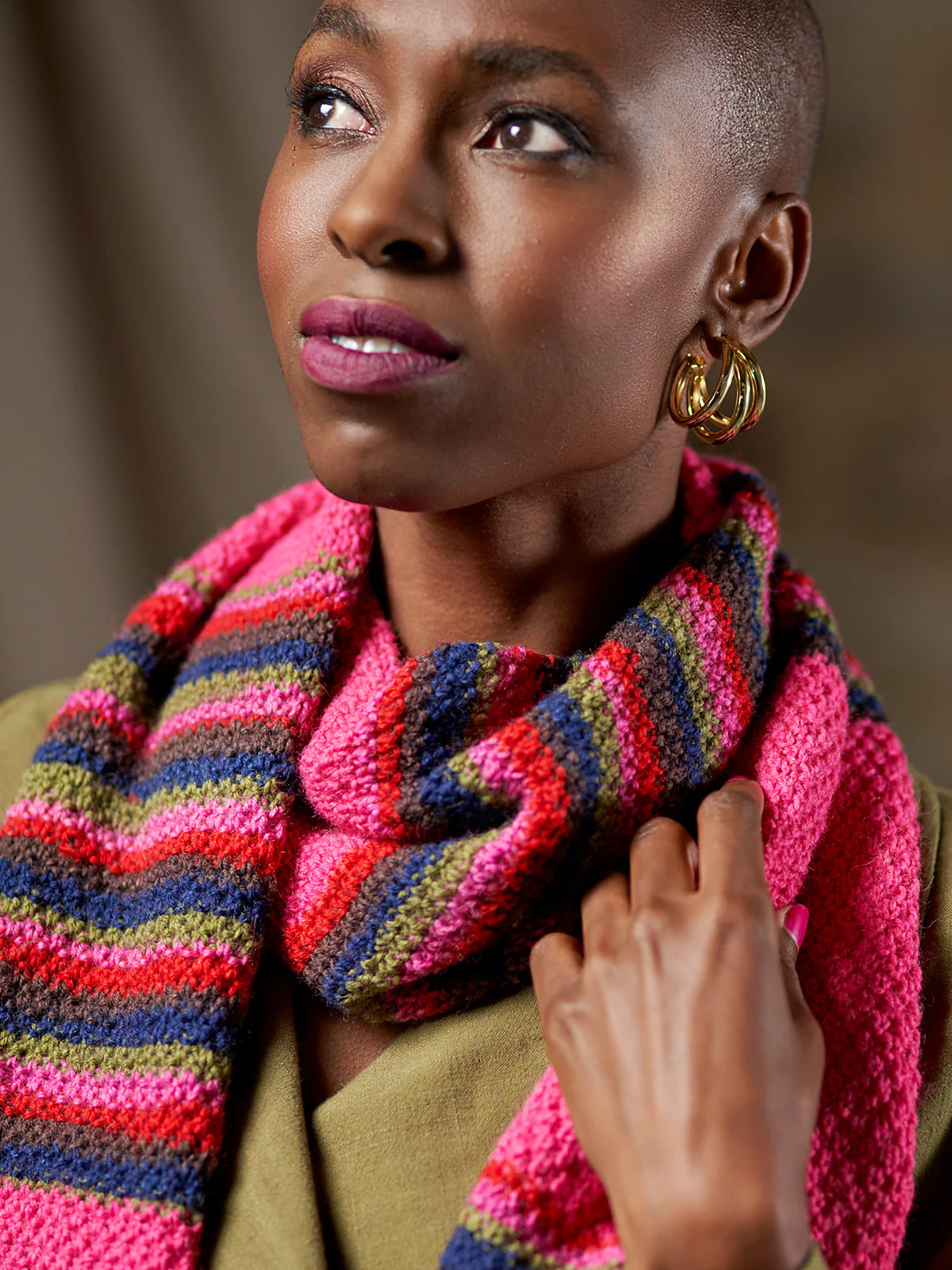 Hilary Two Colour Striped Scarf by Zandra Rhodes - Image 2