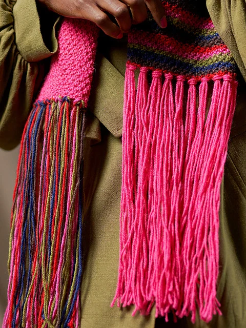 Hilary Two Colour Striped Scarf by Zandra Rhodes - Image 3