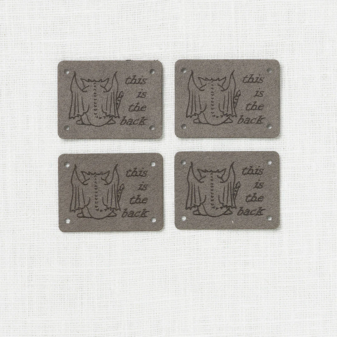 Katrinkles Faux Suede "This is the Back" Gargoyle Garment Tags, 4 ct.