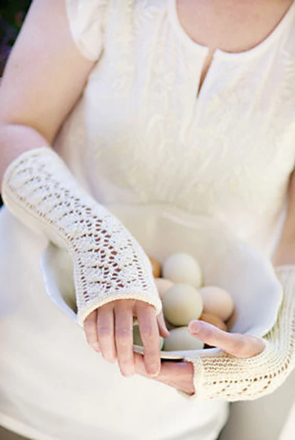 Lace Back Fingerless Gloves by Churchmouse Yarns and Teas - Image 3