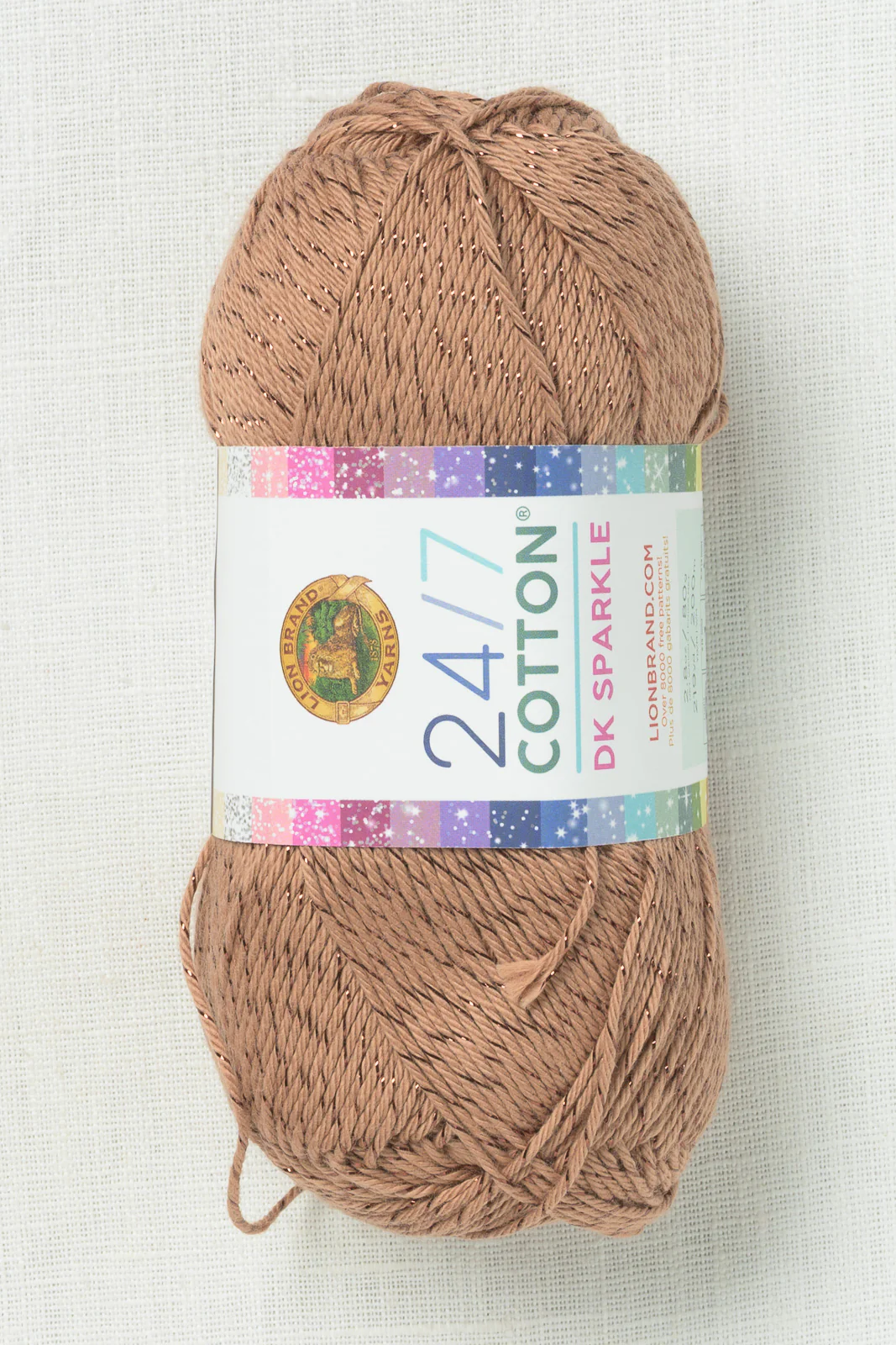 Lion Brand 24/7 Cotton DK Sparkle 300AB Truffle