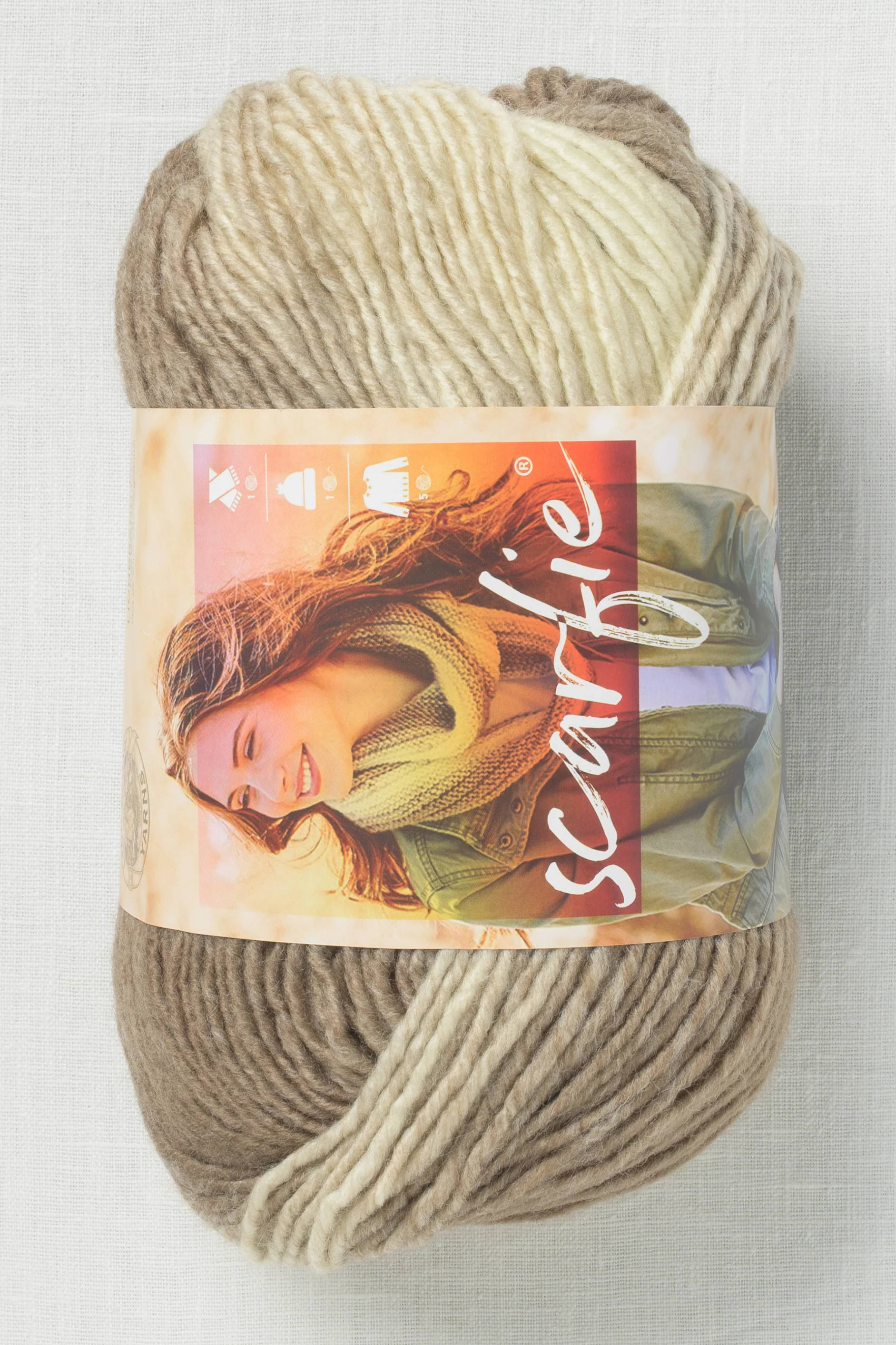 Lion Brand Scarfie 206AN Cream Taupe