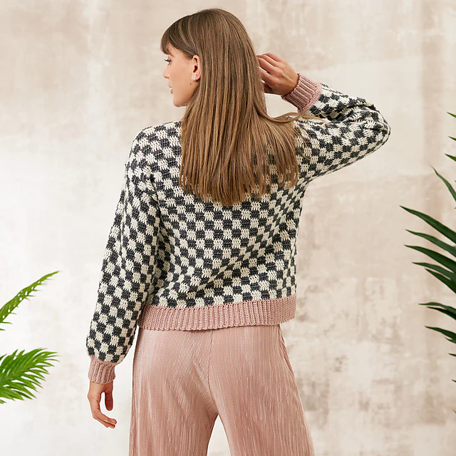 Pearl Checked Jumper by Cassie Ward - Image 3